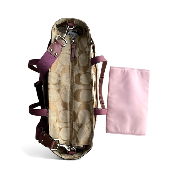 Coach Travel Bag Signature Canvas Leather Diaper Bag - Picture 12 of 13